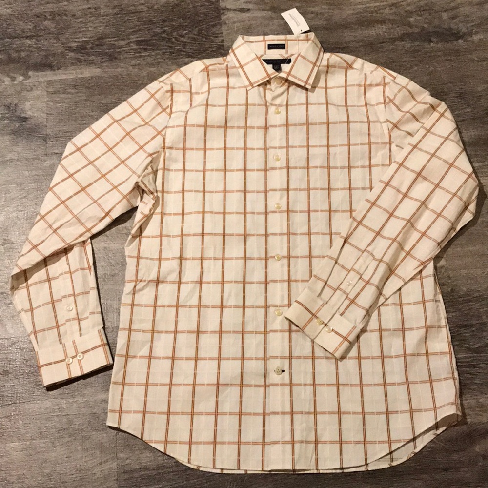 Banana Republic White w Large Orange/ White Check